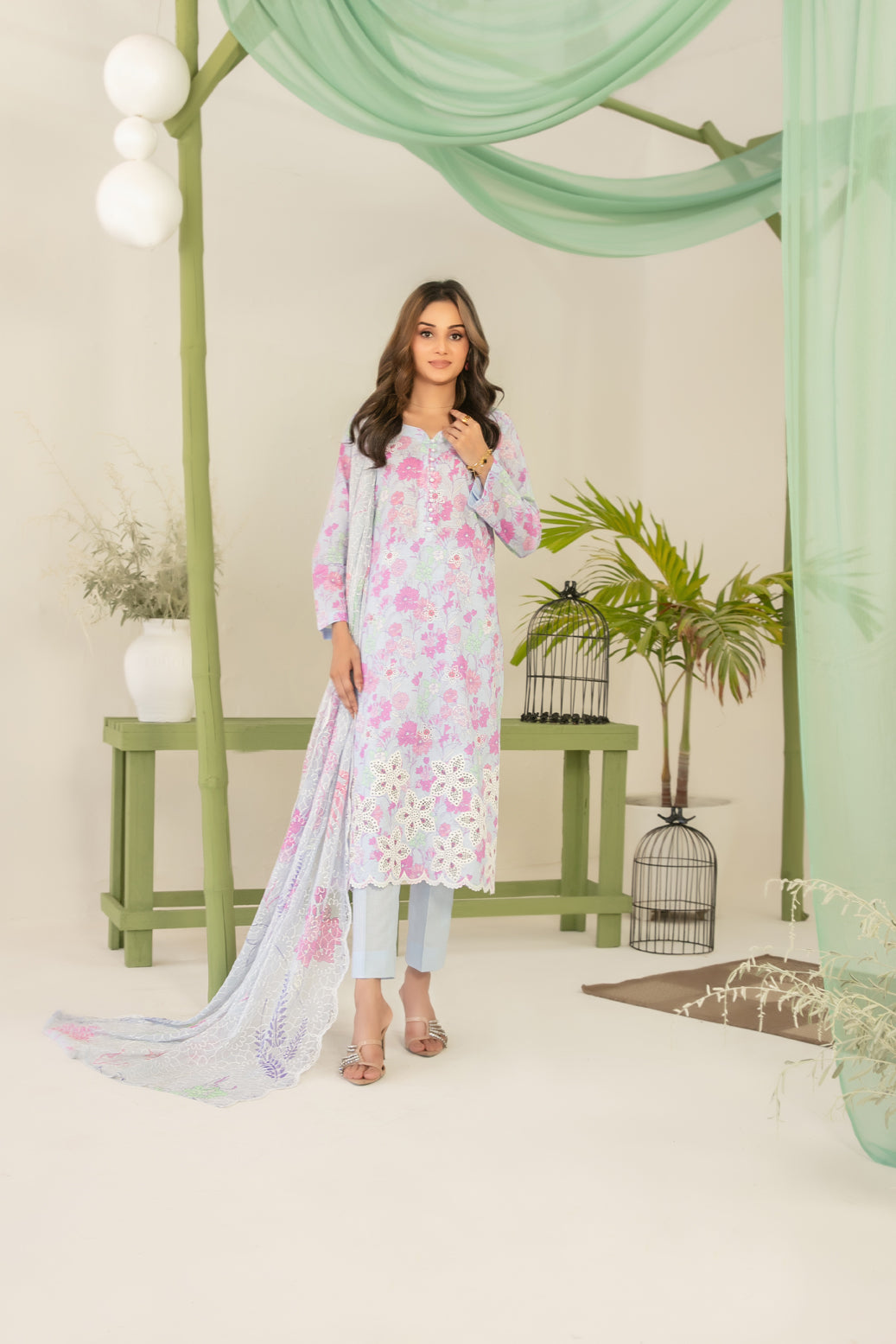 Sionya 3pcs Un-Stitched Emb Printed Lawn [D-4077]