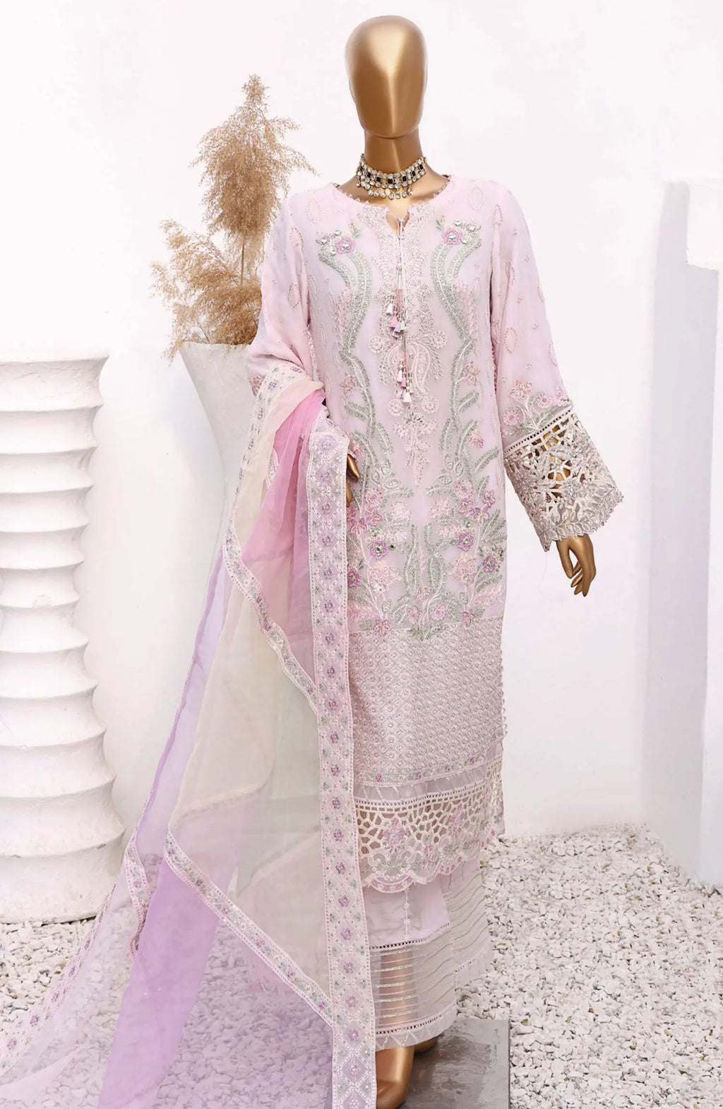 HZ Cortesia Un-stitched Chiffon Luxury Collection PASTEL FLUER  Sf-01