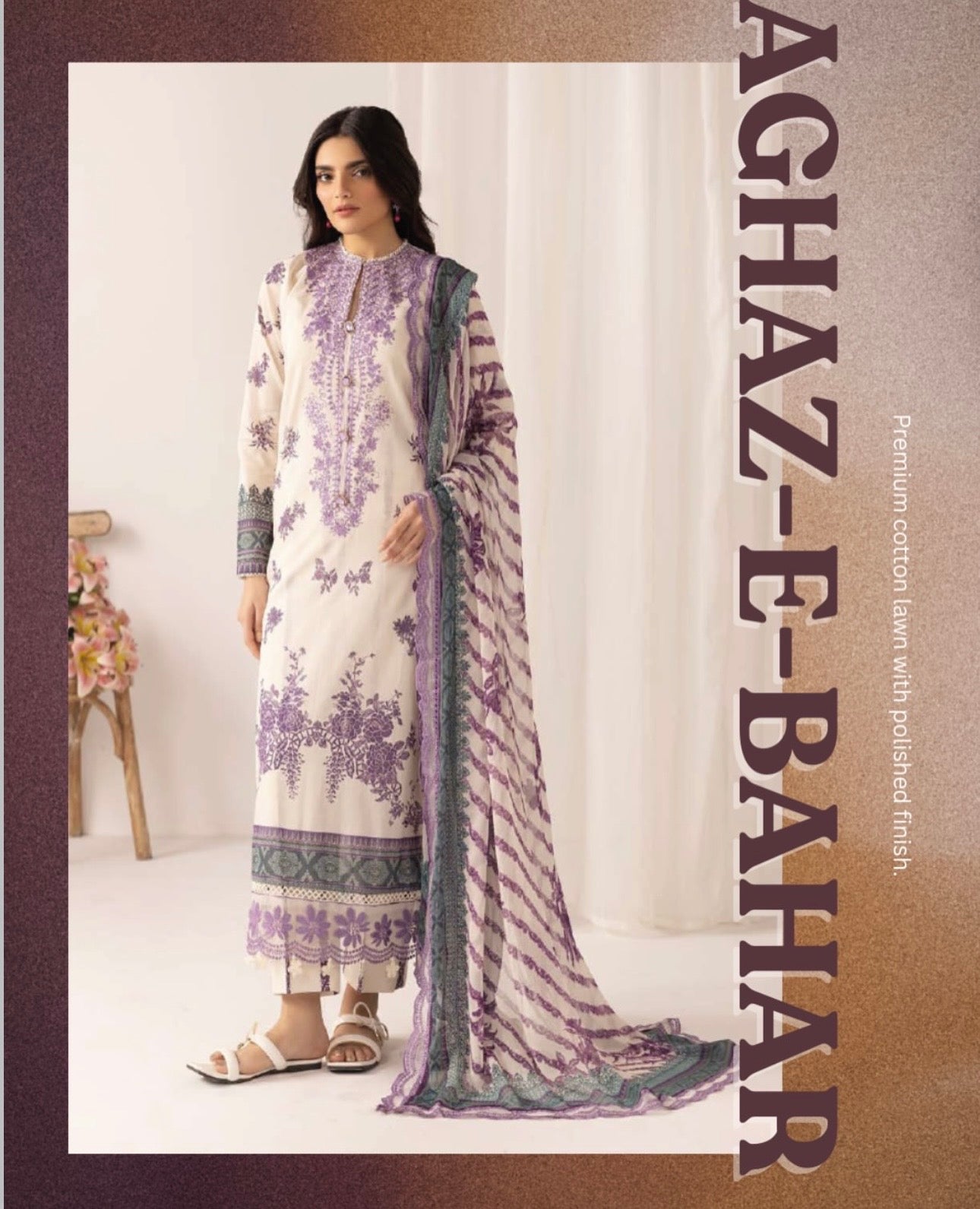 Unstitched Printed & Embroided Lawn -01
