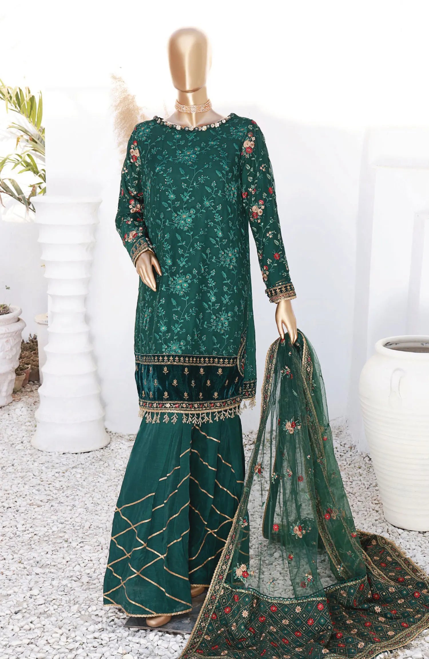 HZ Cortesia Un-stitched Chiffon Luxury Collection EMERALD Sf-04