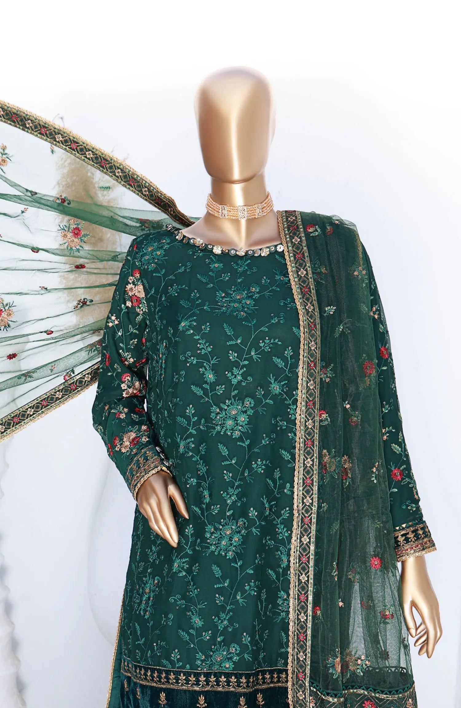 HZ Cortesia Un-stitched Chiffon Luxury Collection EMERALD Sf-04