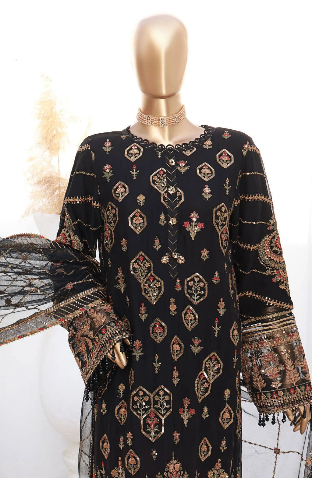 HZ Cortesia Un-stitched Chiffon Luxury Collection GOLD ONYX Sf-05